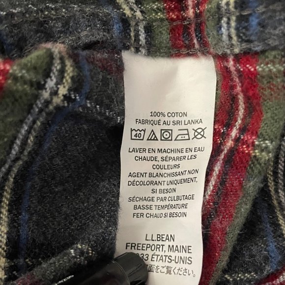 L L Bean Flannel Button Down Shirt Large Red Plaid Sleeve Traditional Fit Red - Picture 5 of 7